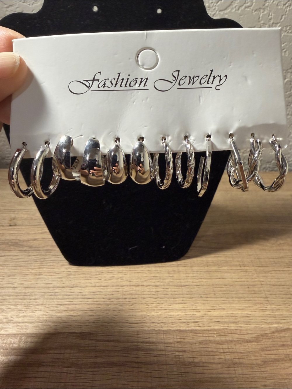 Fashion Jewelry 6 Pairs Silver Hoop Earring Set - Mixed Styles